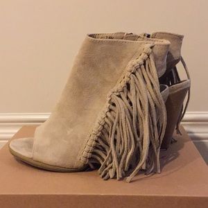 Peep Toe Fringe Booties
